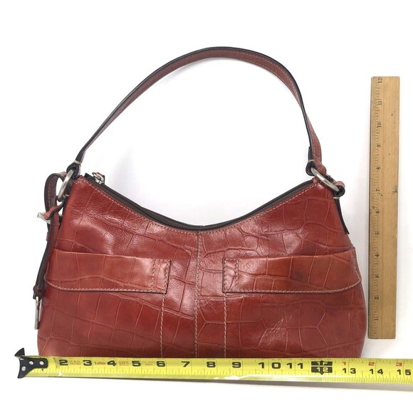 VTG Fossil Leather Shoulder Bag Faux Crocodile Siena Crescent Hobo #75082 - Picture 8 of 15